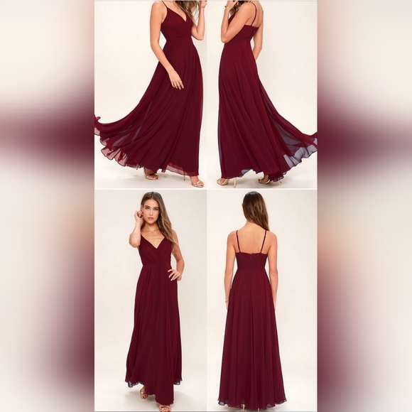 Lulus All About Love Maxi Dress Wine Burgundy - Picture 1 of 8